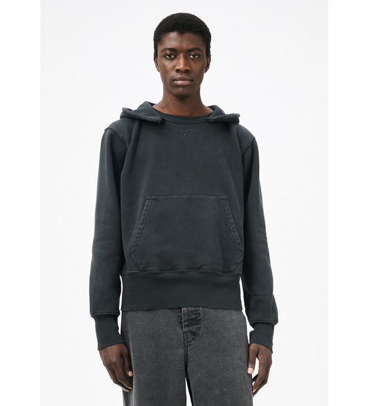 RELIC HOOD PIGMENT BLACK HEFTY FLEECE