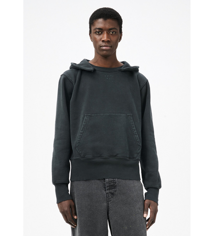 RELIC HOOD PIGMENT BLACK HEFTY FLEECE