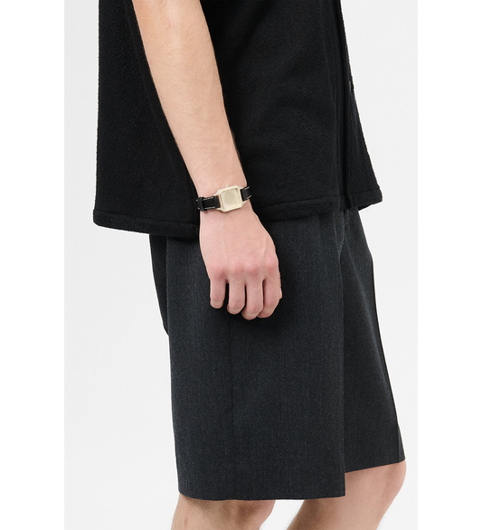 NO TIME WATCH STERLING SILVER BLACK STRAP