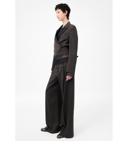 WRAP BLAZER HAVANA BROWN CHAIN WOOL