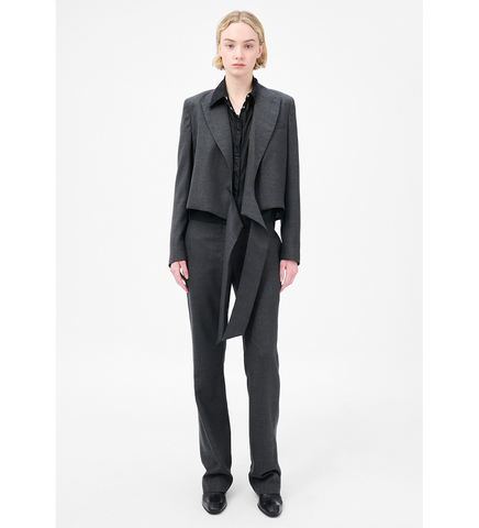 WRAP BLAZER SMOKE GREY MICRO HERRINGBONE