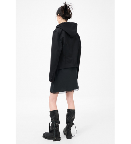 VEILED JACKET ONYX BLACK TECH SATEEN