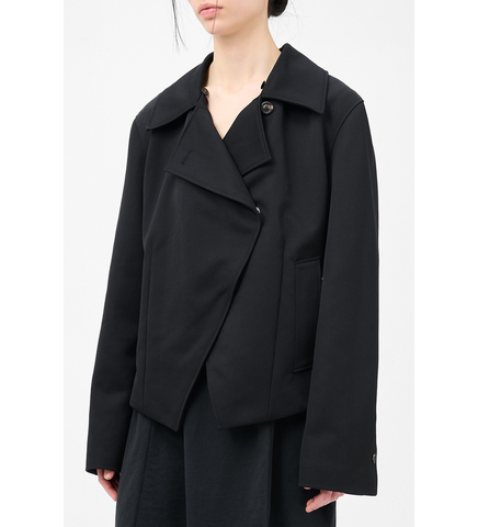 VEILED JACKET ONYX BLACK TECH SATEEN