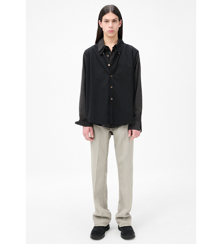 DOUBLE BORROWED SHIRT BLACK FAUX LUMBERJACK CHECK