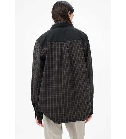 DOUBLE BORROWED SHIRT BLACK FAUX LUMBERJACK CHECK