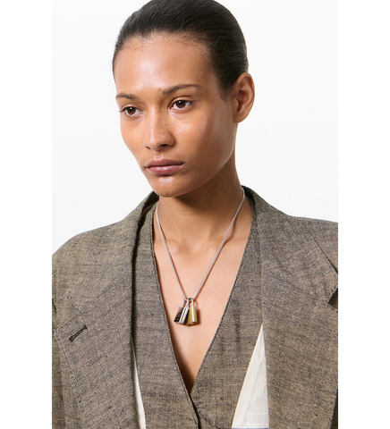 RIDDLE NECKLACE BRASS AND NICKLE PADLOCK