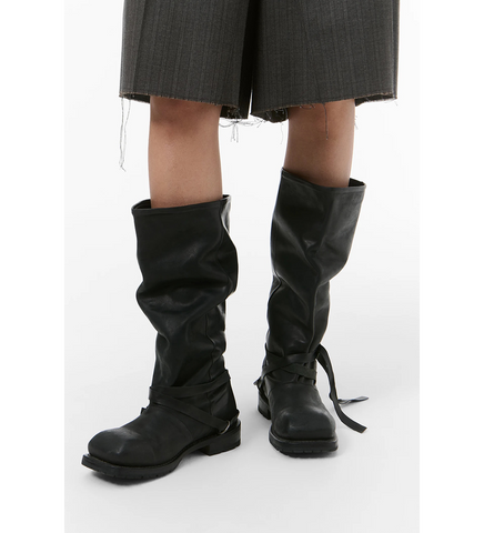 HIGH ENGINE BOOT BLACK TENSILE CATTLE HIDE