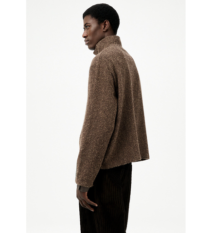SHRUNKEN FULLZIP POLO BROWN SPARSE BUCKLE WEAVE