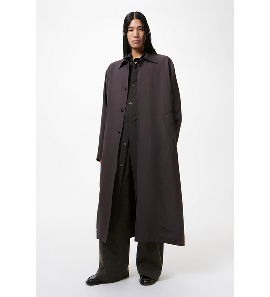 CLOAK CARCOAT MUTED LEAD CHALKSKIN VISCOSE