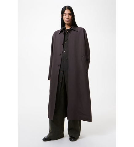 CLOAK CARCOAT MUTED LEAD CHALKSKIN VISCOSE