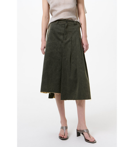 ORIGAMI SKIRT ANTIQUE MUDD COATED SATEEN