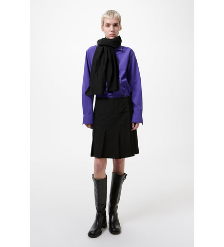 LAYERED SCARF ECLIPSE BLACK MERINO VOILE