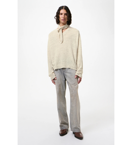 RUE V-NECK SOFT ECRU CYCLONE LINEN