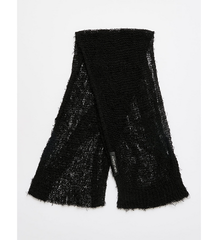 NET SCARF BLACK RAGGED OPEN LINEN
