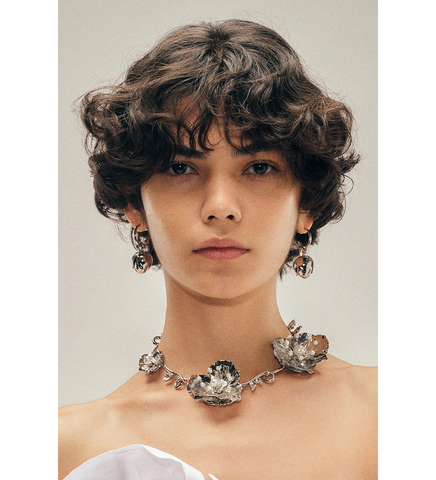 TURBO BLOOMING POPPY NECKLACE SILVER