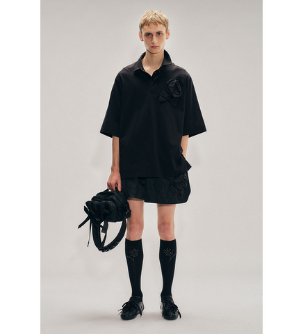 PRESSED ROSETTE RUGBY JERSEY BLACK/BLACK