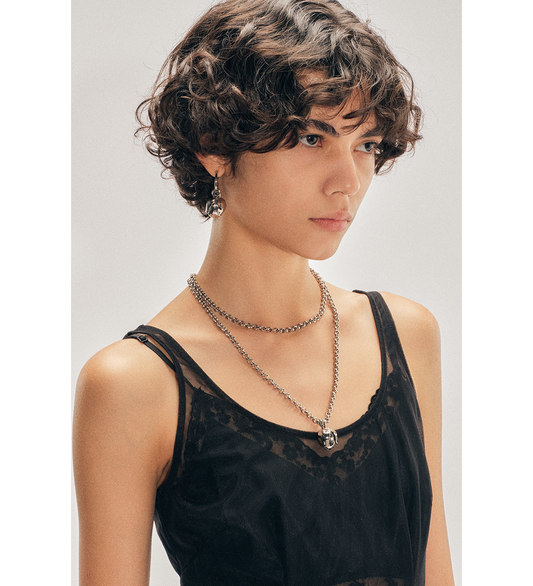 POPPY BUD PENDANT CHAIN NECKLACE SILVER