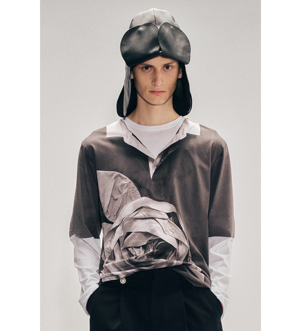 ROSE RUGBY TROMPE L'OEIL PRINT LONG SLEEVE T-SHIRT WHITE