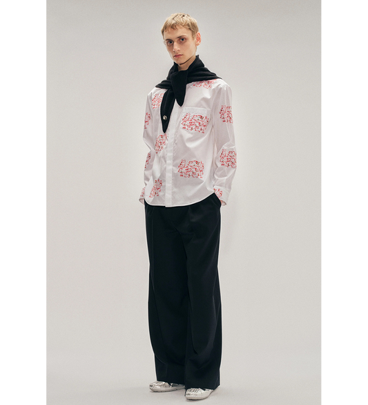 CLASSIC CONCEALED BUTTON SHIRT RED/WHITE