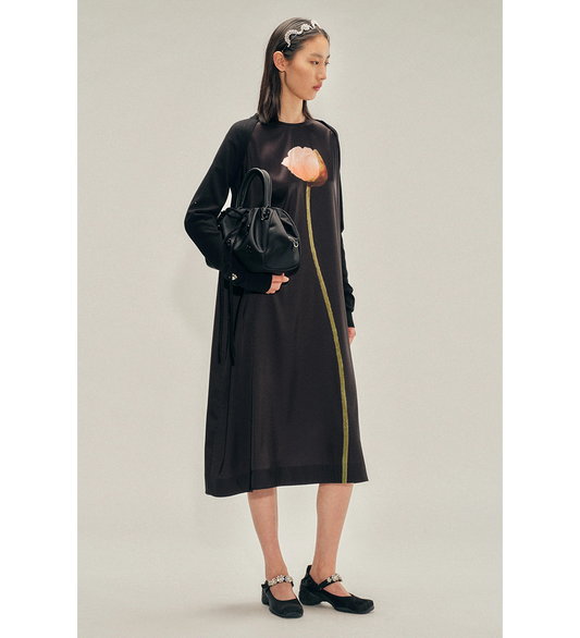 GATHERED TOP HANDLE BAG BLACK/BLACK/JET