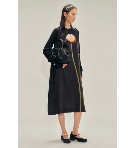 GATHERED TOP HANDLE BAG BLACK/BLACK/JET