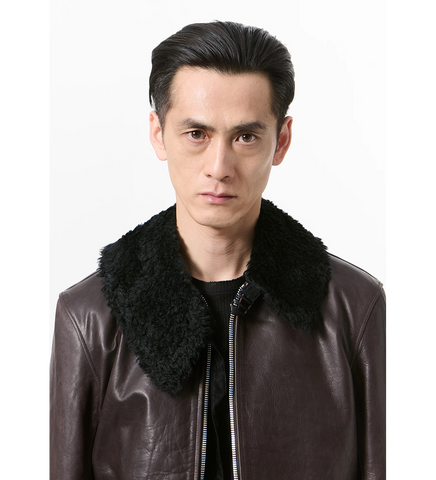 JAGGED COLLAR FUZZY FUR BLACK