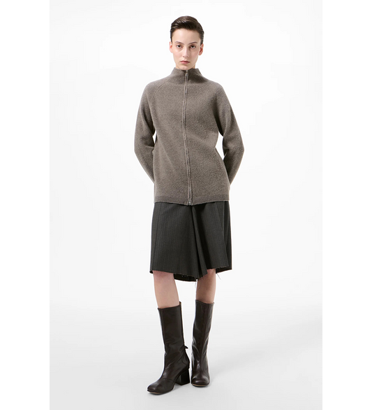 DASH ZIP CARDIGAN MUD SPRAY DYE CHERUB WOOL