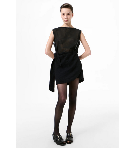 TWISTED MINI DRESS BLACK ECHO PRISTINE VOILE