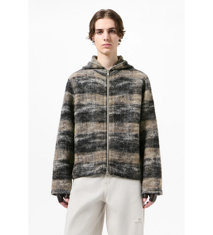FULL ZIP HOOD NIGHT WOODS CHECK LOFTY WOOL