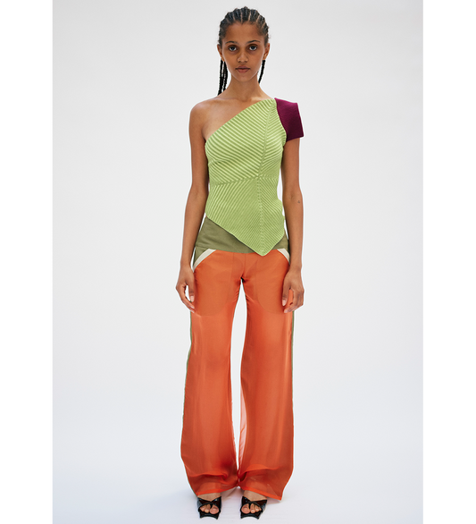 ARC CHIFFON TROUSERS KHAKI & ORANGE