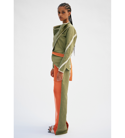 ARC CHIFFON TROUSERS KHAKI & ORANGE