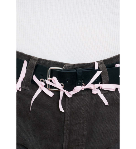 BOW BELT BLACK/SILVER/PINK