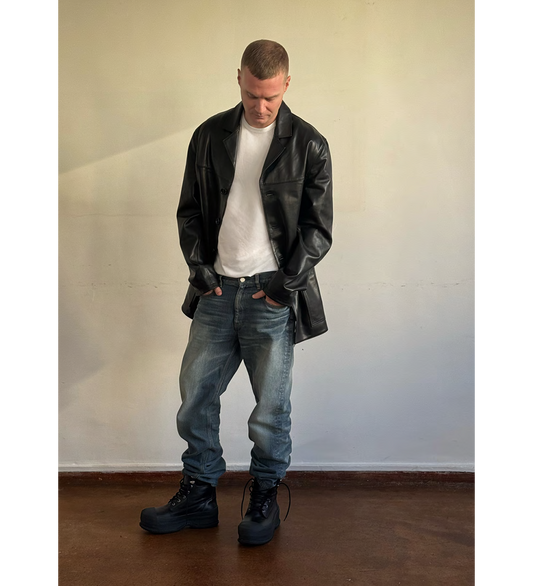LEATHER VULCANIZED RUBBER WORK BOOT BLACK