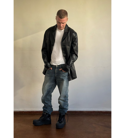 LEATHER VULCANIZED RUBBER WORK BOOT BLACK