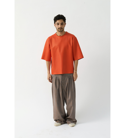 ULTRAWIDEPLEATED BLUE/ORANGE CHECKED