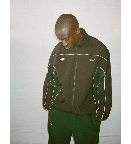 GRAND COLLECTION X NEW BALANCE POLAR FLEECE LINED NYLON JACKET BLACK/FOREST GREEN