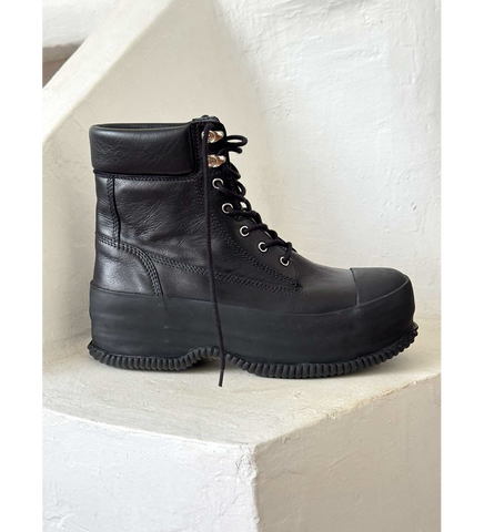 LEATHER VULCANIZED RUBBER WORK BOOT BLACK