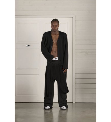 DISTRESSED CARDIGAN BLACK