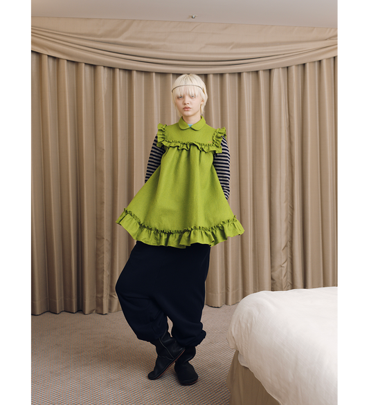 FRILLED MINI DRESS GREEN