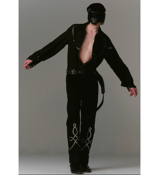 BOOT CUT CUFF PANTS BLACK