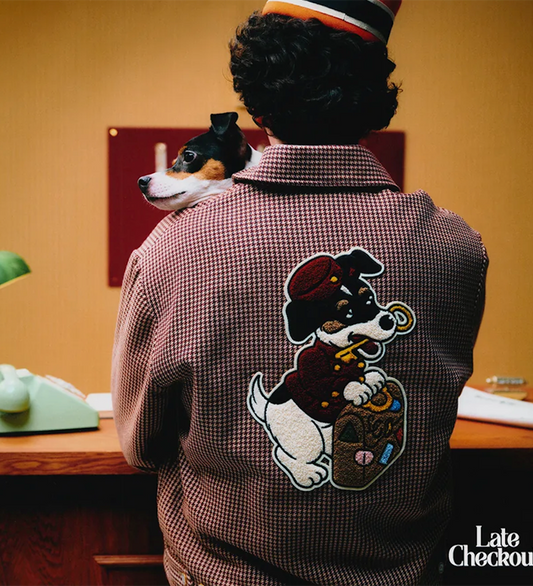 HOUNDSTOOTH LITTLE HELPER ZIPPER JACKET BROWN