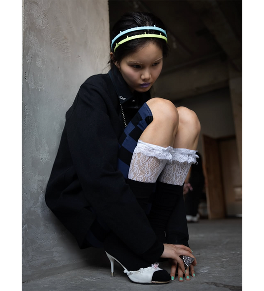 DOLL TIGHTS NAVY STRIPE