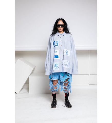 PATCHES SHIRT BLUE STRIPE