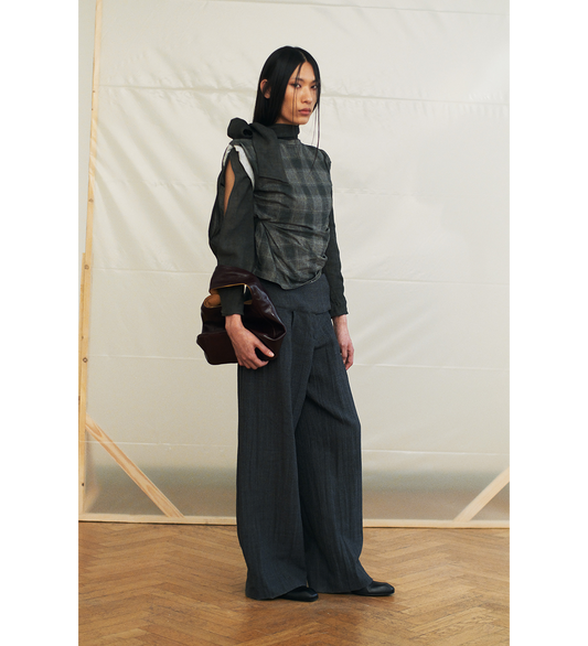 GIRDLE TROUSER HAVANA BROWN CHAIN WOOL