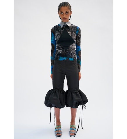 LONG SLEEVE MESH POLYAMIDE TOP BLUE & BLACK