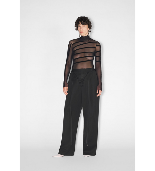WOOL TAILORED PANT WITH LACING DETAIL BLACK