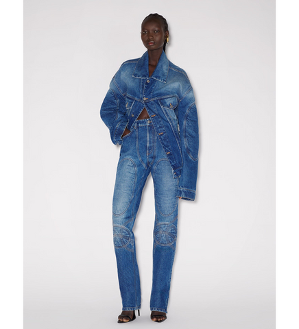 LACING DENIM JACKET VINTAGE BLUE