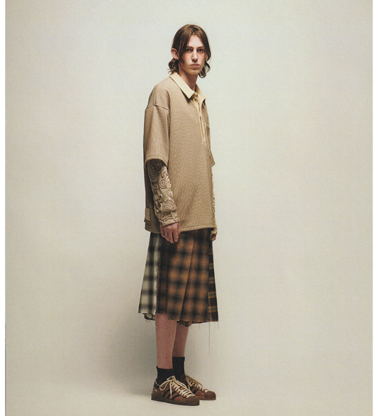 EMBROIDERED L/S TEE BEIGE