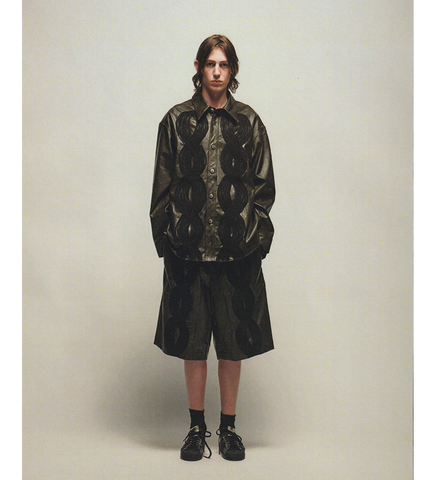 APPLIQUE SHIRT JACKET DARK BROWN