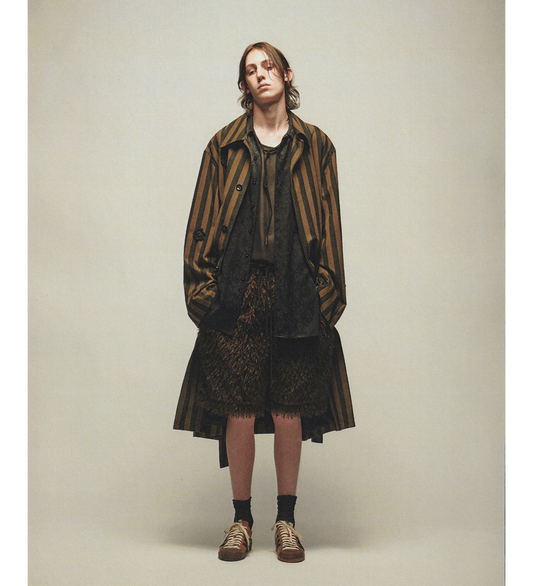 ELASTICATED SHAGGY SHORTS BLACK/BROWN